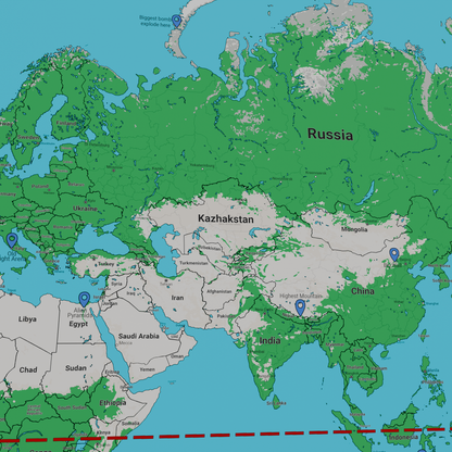 Instagram@Geographyteachings World map poster, zoomed in on Kazakhstan