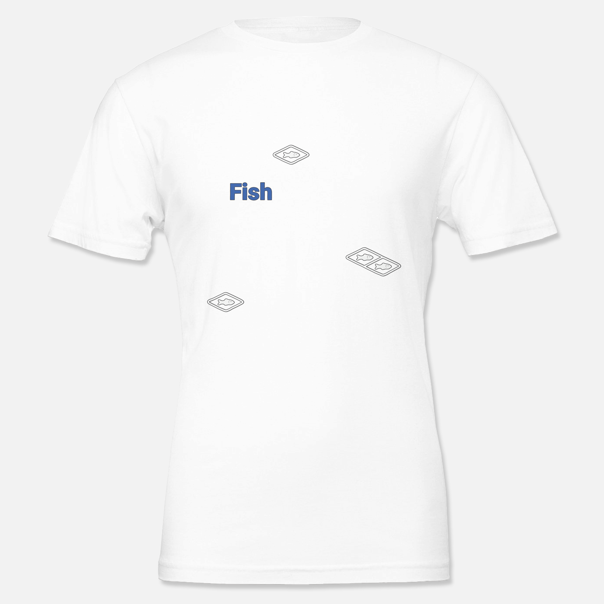White T-shirt with Fish resource printed on, front